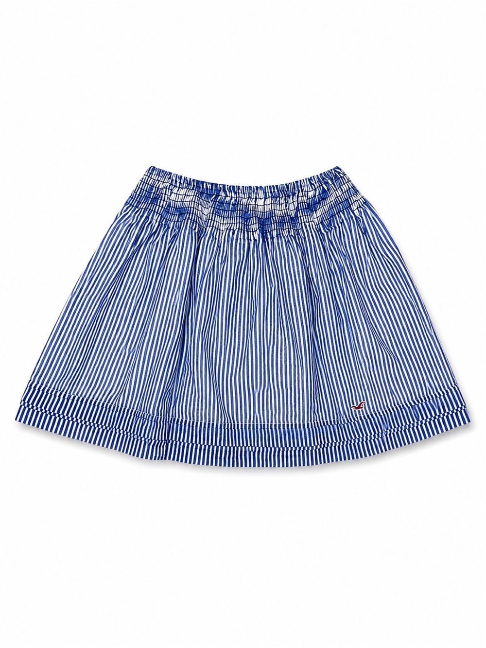 Hollister Blue White Striped Smocked Waist Skater Mini Skirt Size S